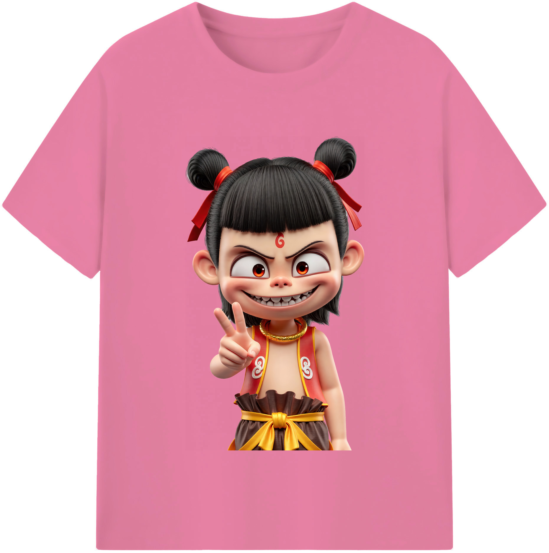 （画像用） Ne Zha 2 ナタ 魔童の大暴れ 綿100％半袖Tシャツ（フロントプリント）
